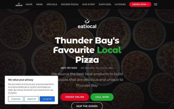 Zrzut ekranu eatlocalpizza.ca