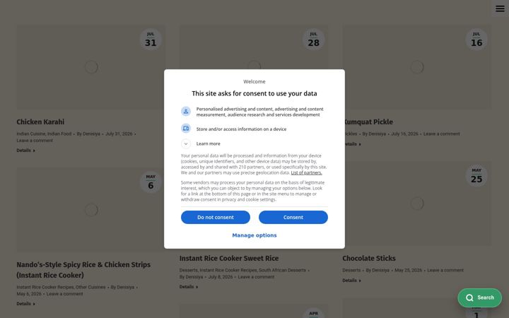 Screenshot ta' eatmeerecipes.co.za