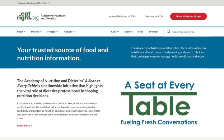 Képernyőkép: eatright.org