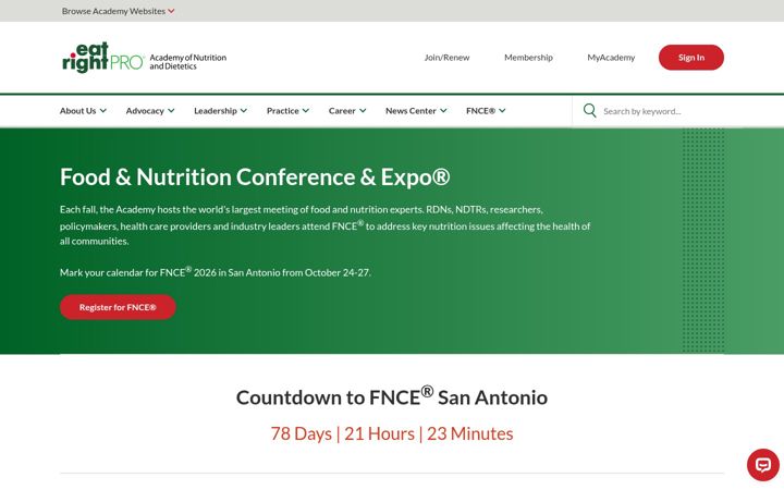 Screenshot of eatrightfnce.org