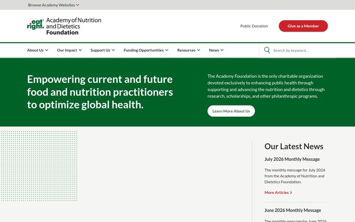 Screenshot of eatrightfoundation.org