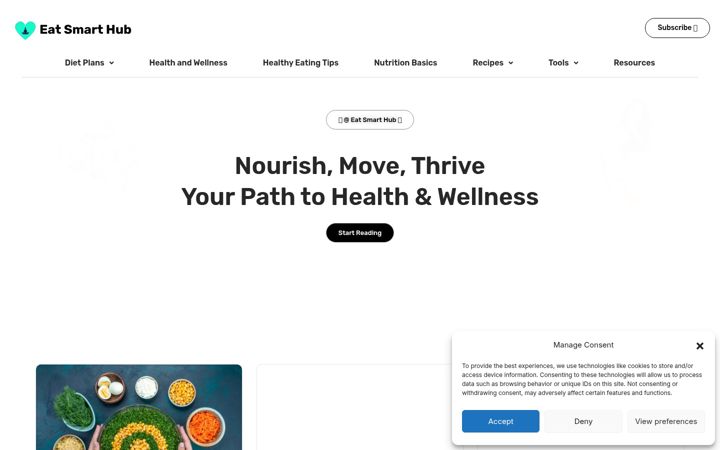 Screenshot of eatsmarthub.com