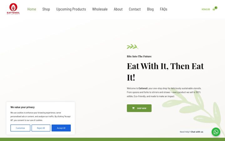 Screenshot of eattensil.com
