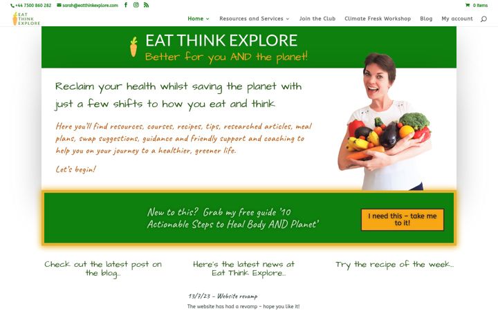 Screenshot of eatthinkexplore.com