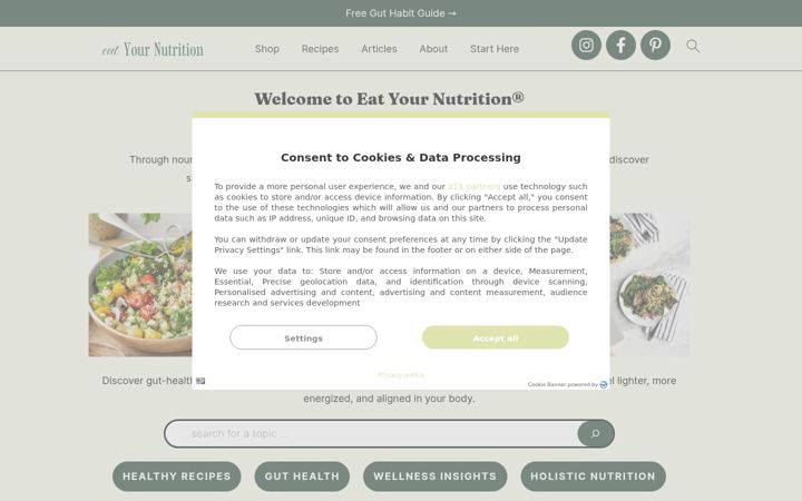 Screenshot of eatyournutrition.com