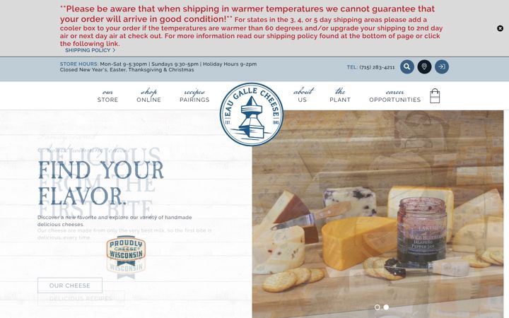 Screenshot of eaugallecheese.com