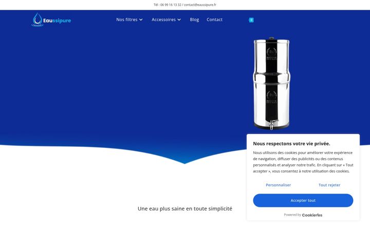 Posnetek zaslona eaussipure.fr