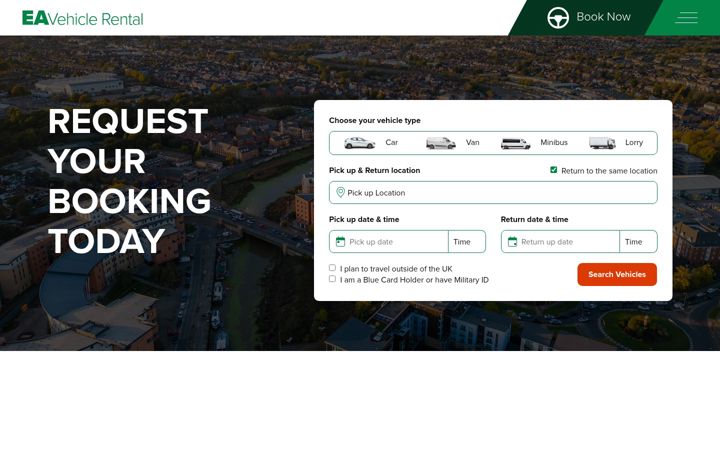 Screenshot of eavehiclerental.co.uk