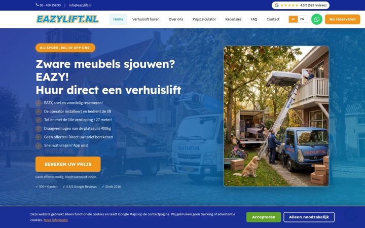 Ekrānuzņēmums no eazylift.nl