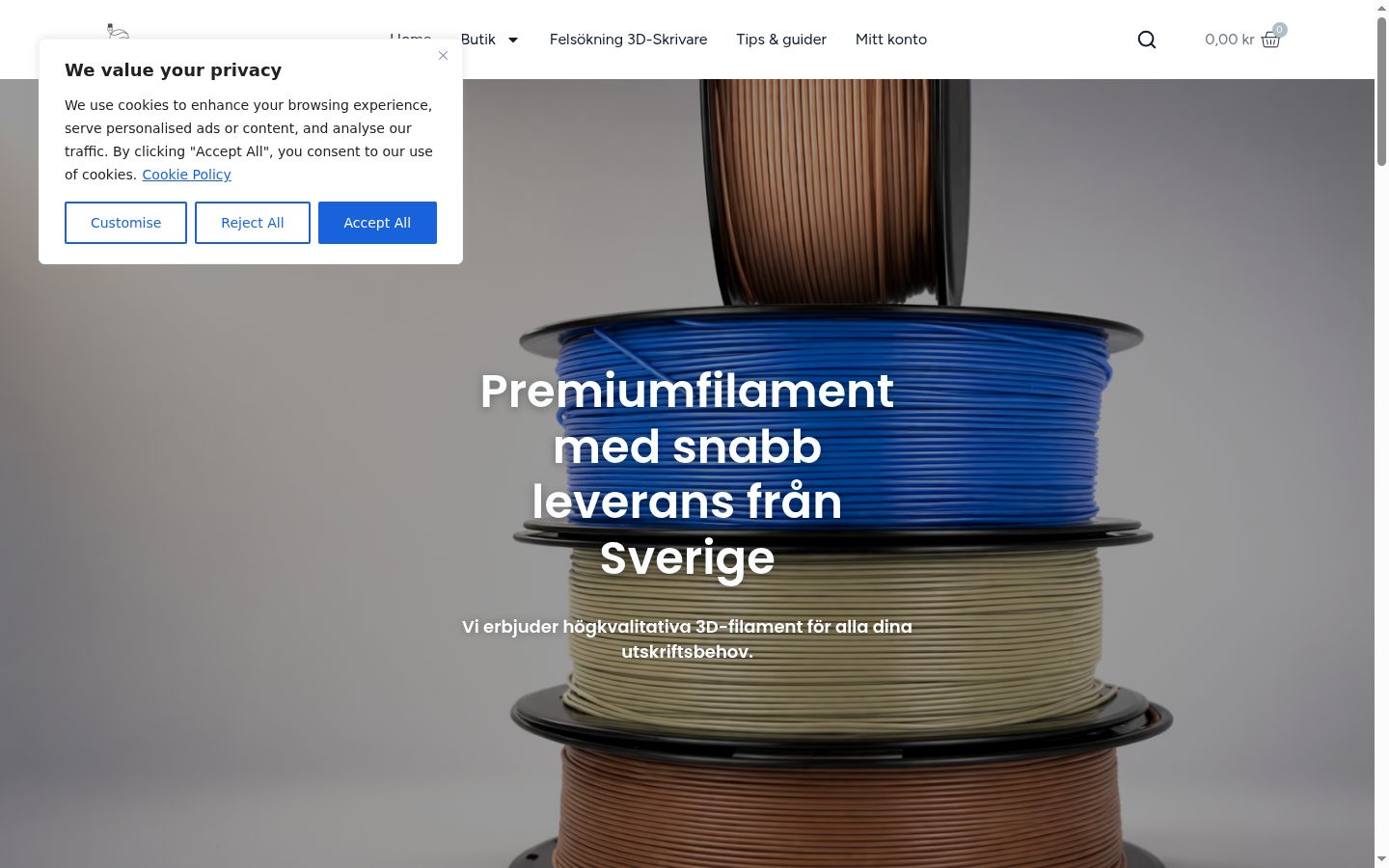 Skærmbillede af samtykkebanneret, som det blev vist før nogen interaktion