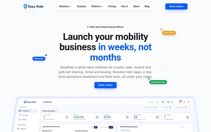 Capture d'écran de eazyride.io