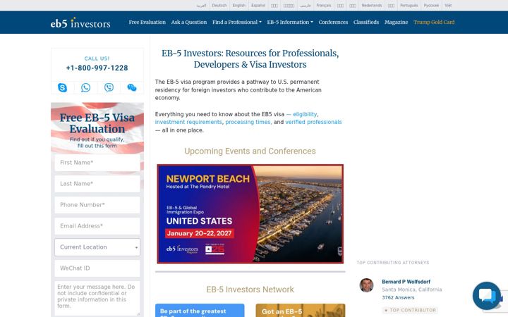 Screenshot of eb5investors.com