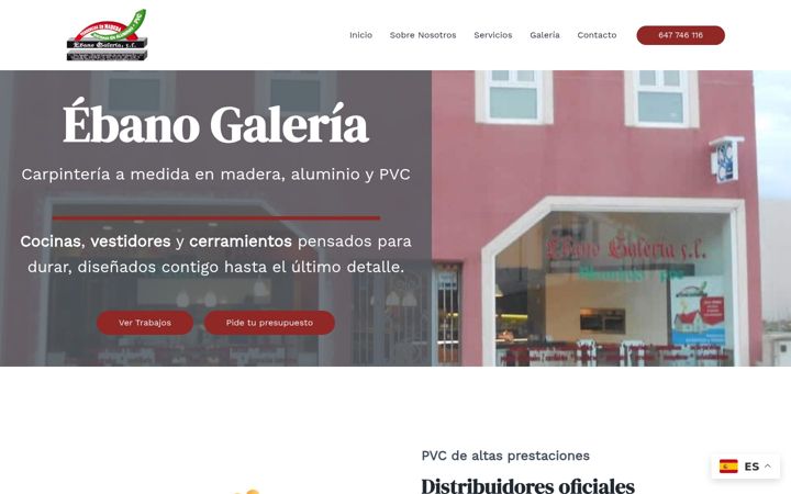 Captura de ecrã de ebanogaleria.es