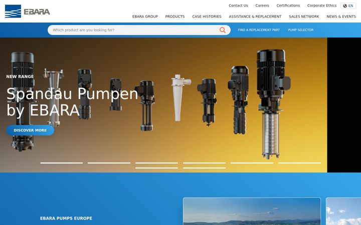 Screenshot of ebaraeurope.co.uk