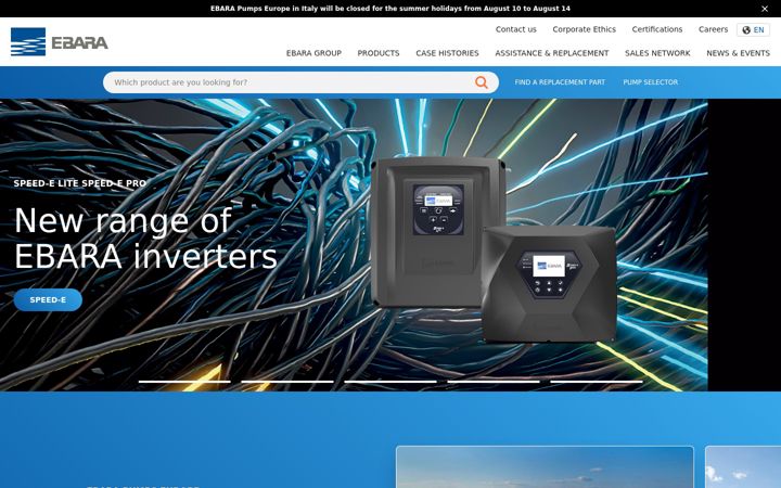 Screenshot of ebaraeurope.com