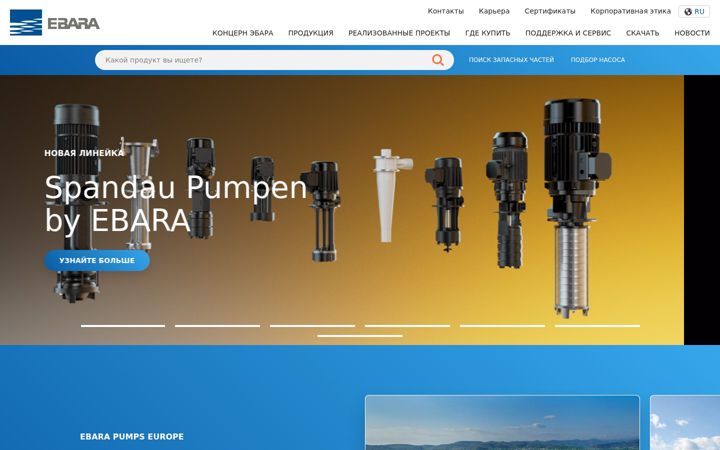 Screenshot of ebaraeurope.ru