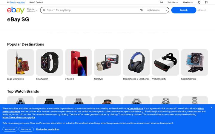 Snímek obrazovky ebay.com.sg