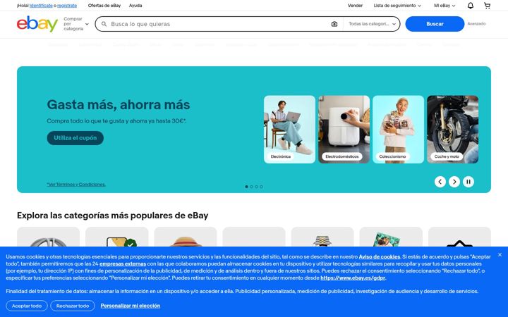 Captura de ecrã de ebay.es