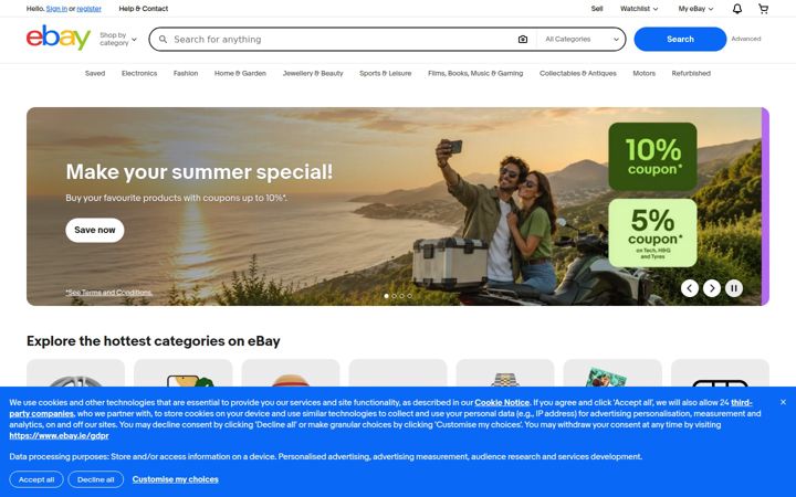 Skärmbild av ebay.ie