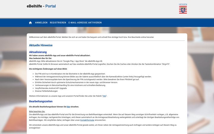 Screenshot of ebeihilfe.hessen.de