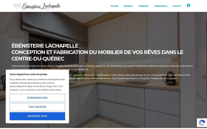 Screenshot of ebenisterielachapelle.ca