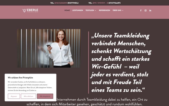 Snimka zaslona za eberle-corporatewear.de