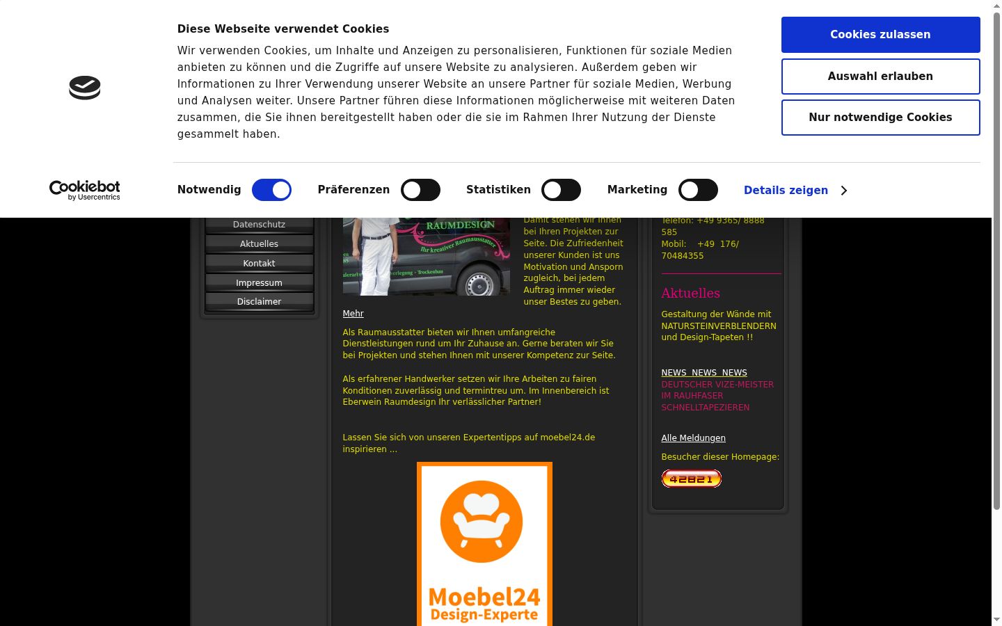 Capture d'écran de la bannière de consentement affichée avant toute interaction