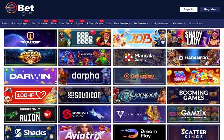 Screenshot di ebet.co.sz