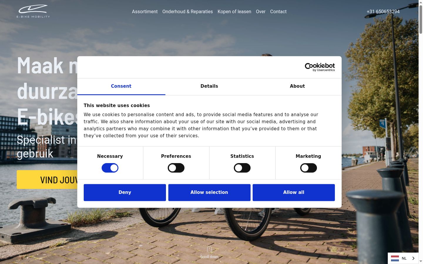 Screenshot of the consent banner shown before any interaction
