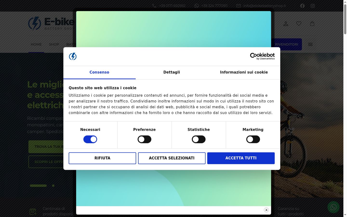 Captura de ecrã do banner de consentimento apresentado antes de qualquer interação