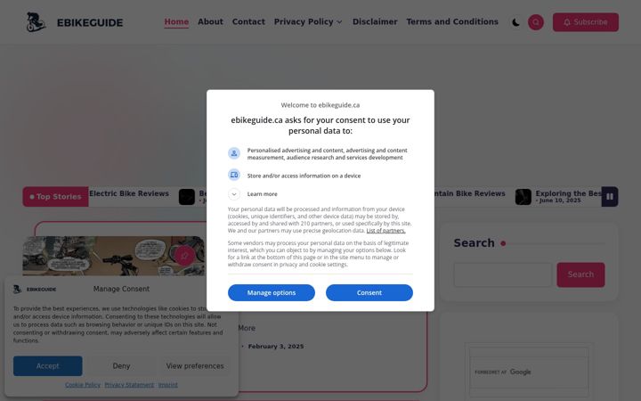 Screenshot of ebikeguide.ca