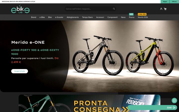 Captura de pantalla de ebikelab.it