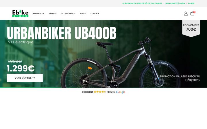 Screenshot of ebikestock.fr