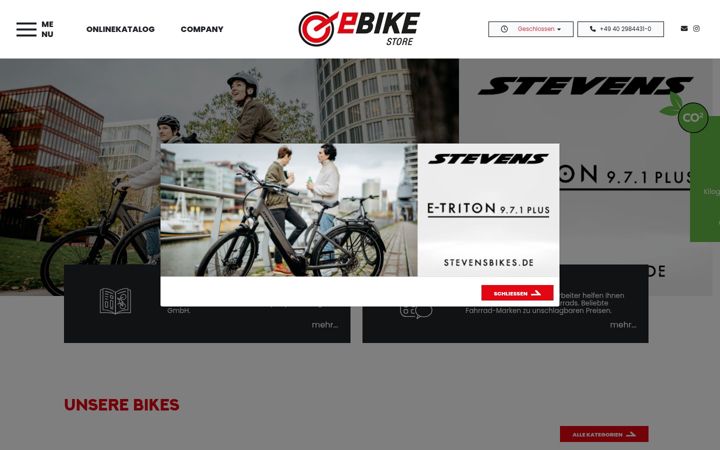 Screenshot of ebikestore.de