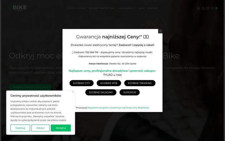 Kuvakaappaus sivustosta ebikestore.pl