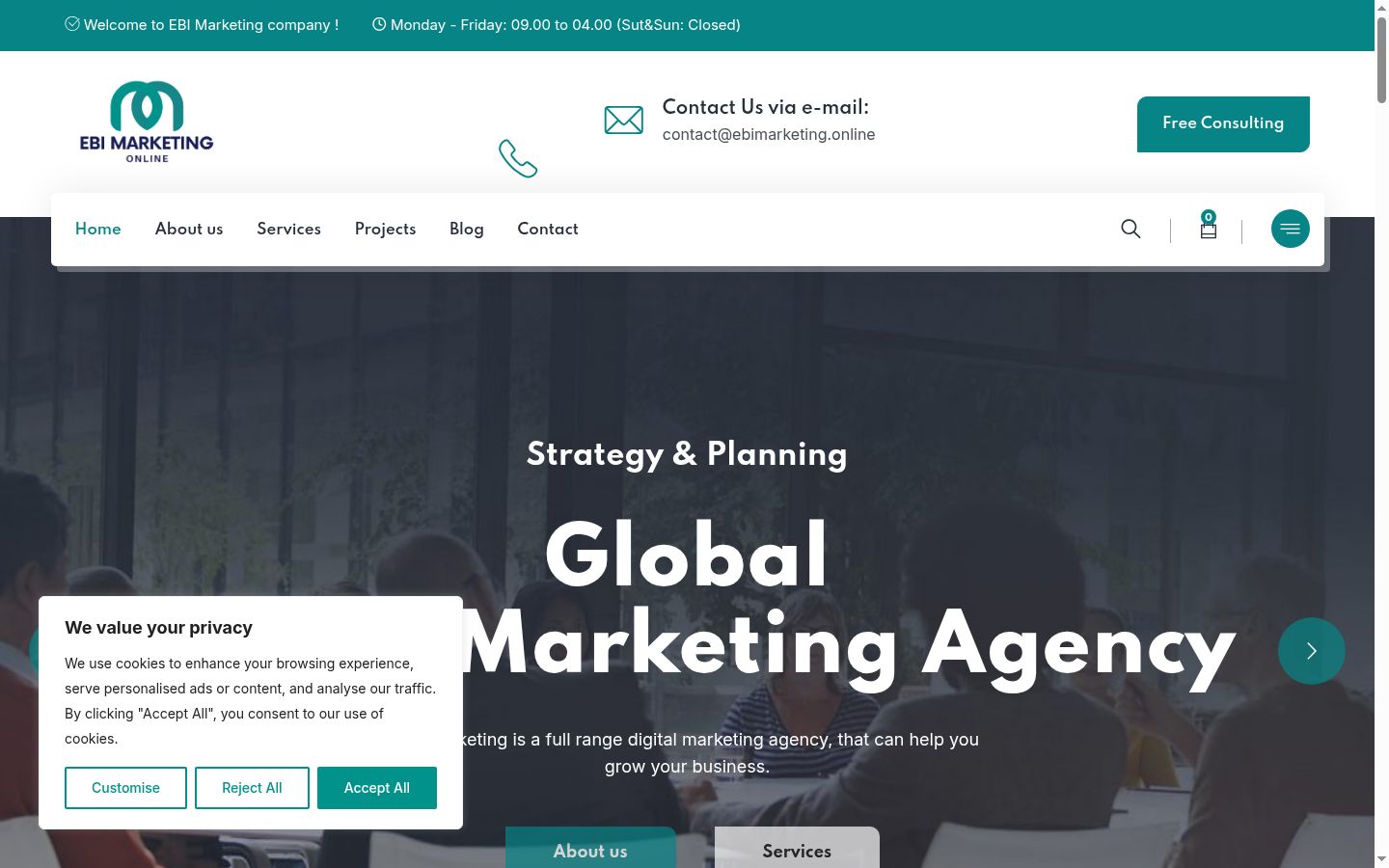 Screenshot of the consent banner shown before any interaction