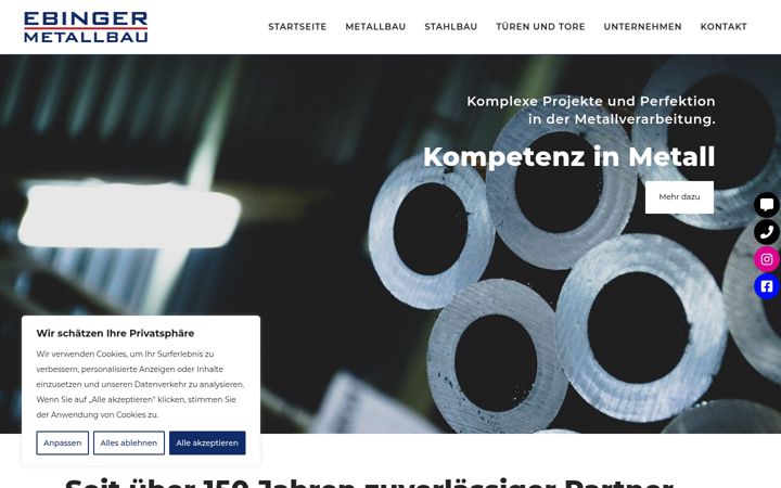 Snimka zaslona za ebinger-metallbau.de