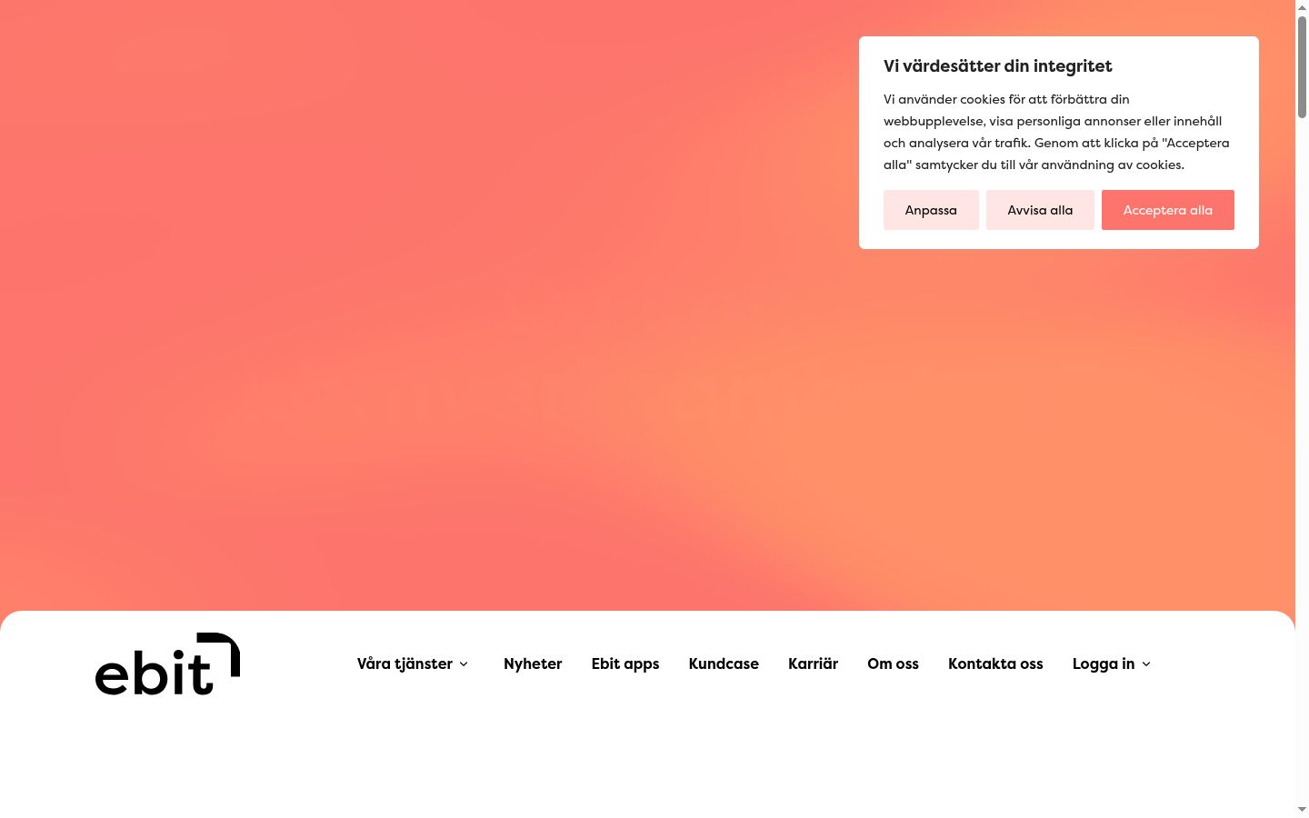 Screenshot del banner di consenso mostrato prima di qualsiasi interazione