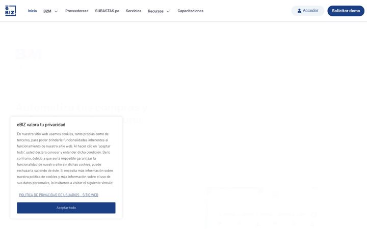 Screenshot of ebiz.pe