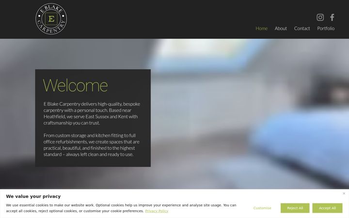 Screenshot of eblakecarpentry.co.uk