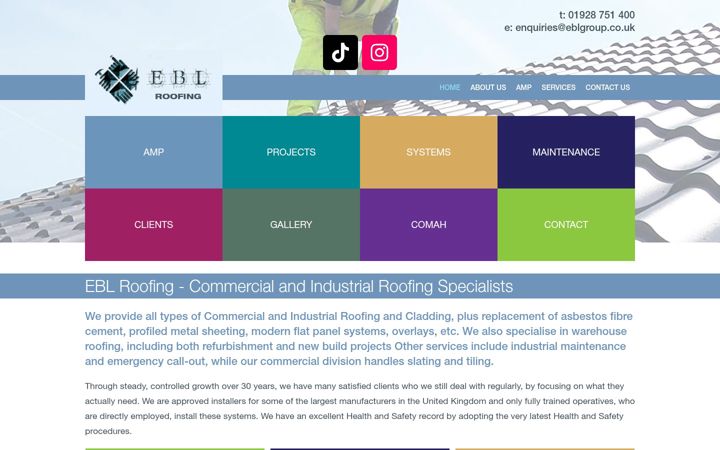 Screenshot of eblroofing.co.uk