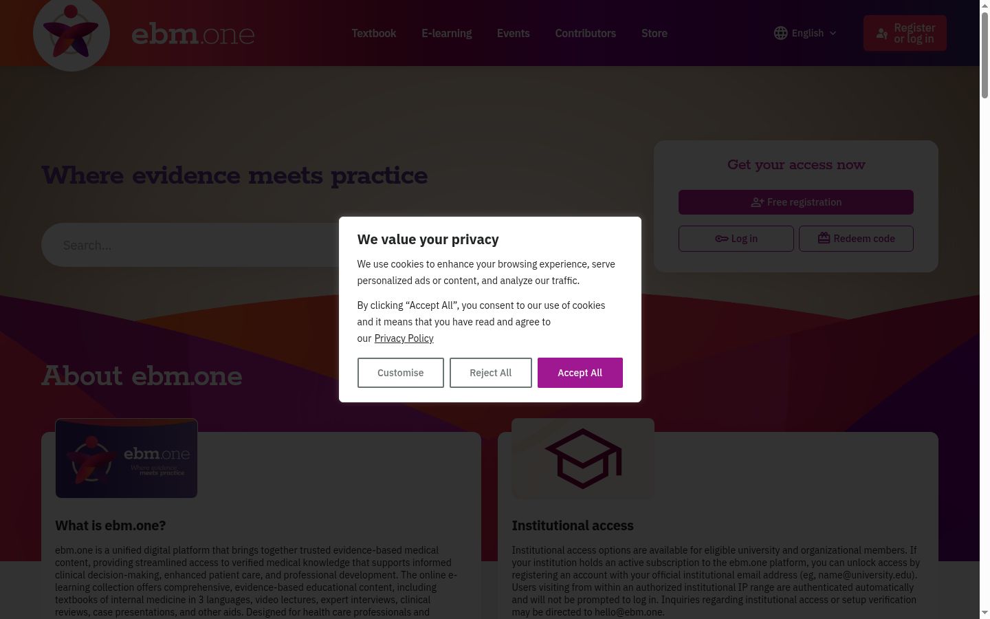 Screenshot of the consent banner shown before any interaction