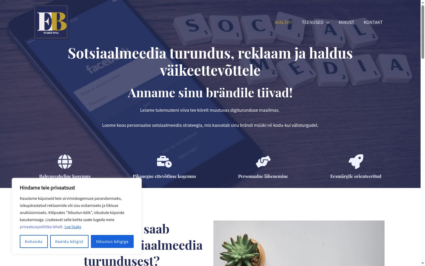 Skärmbild av samtyckesbannern som visades före någon interaktion
