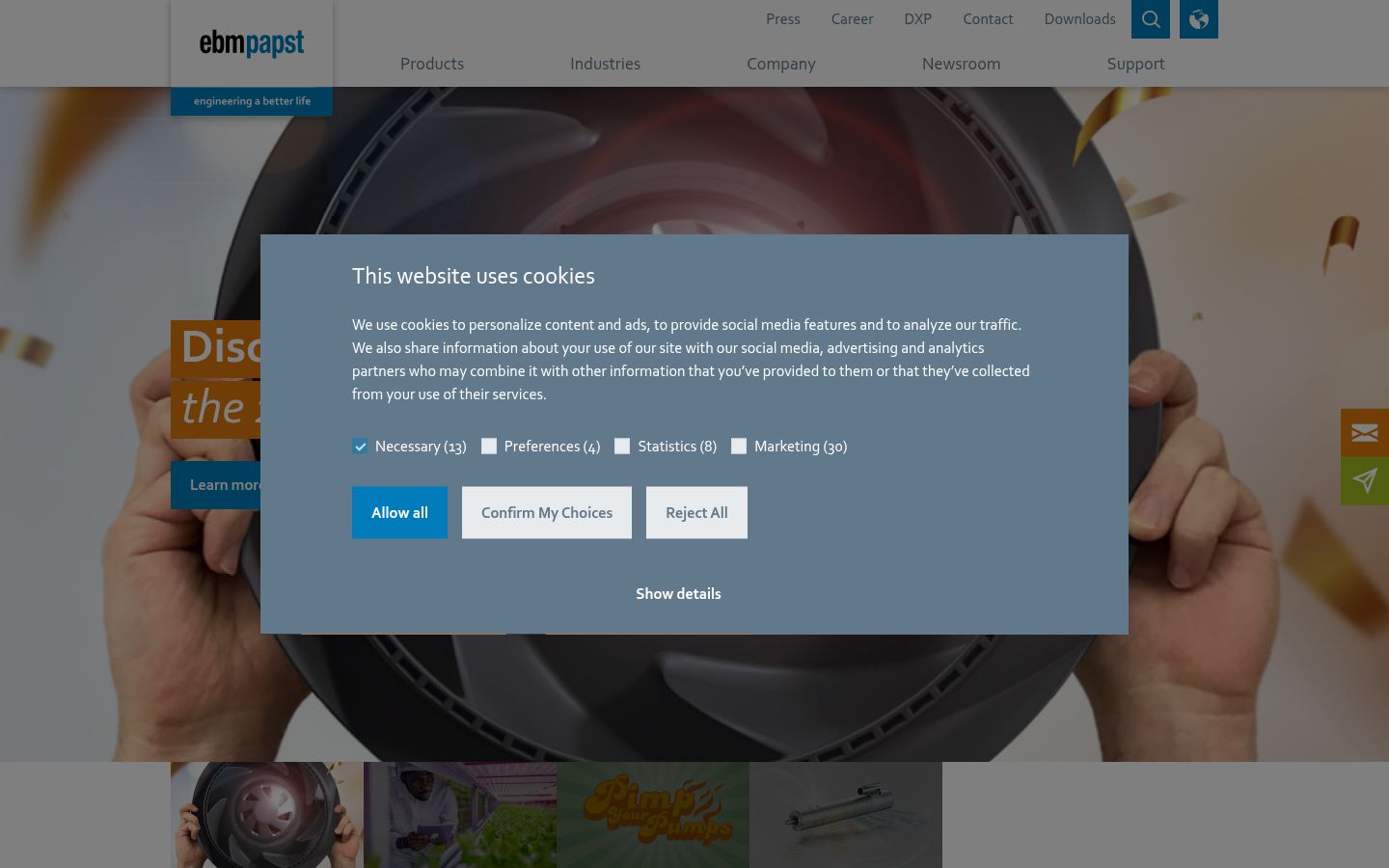 Screenshot of the consent banner shown before any interaction