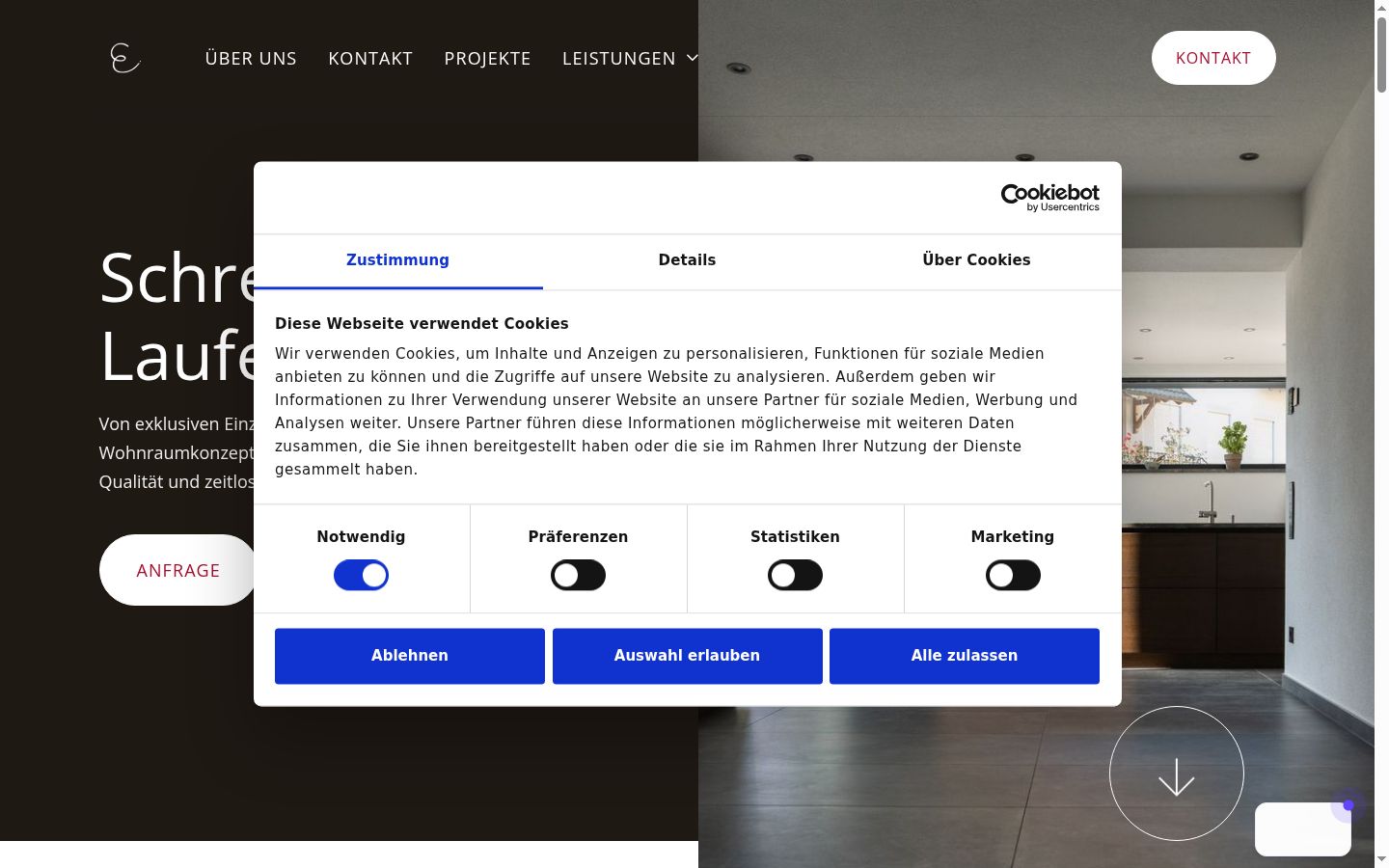 Screenshot del banner di consenso mostrato prima di qualsiasi interazione