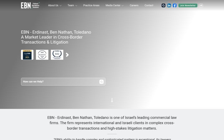 Screenshot of ebnlaw.co.il