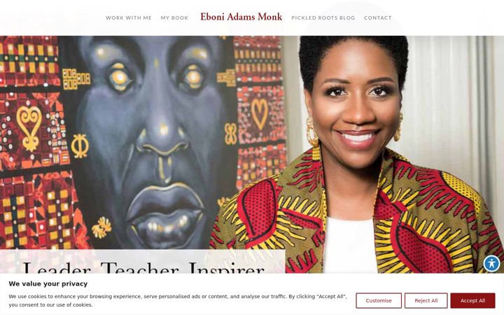 Screenshot of eboniadamsmonk.com