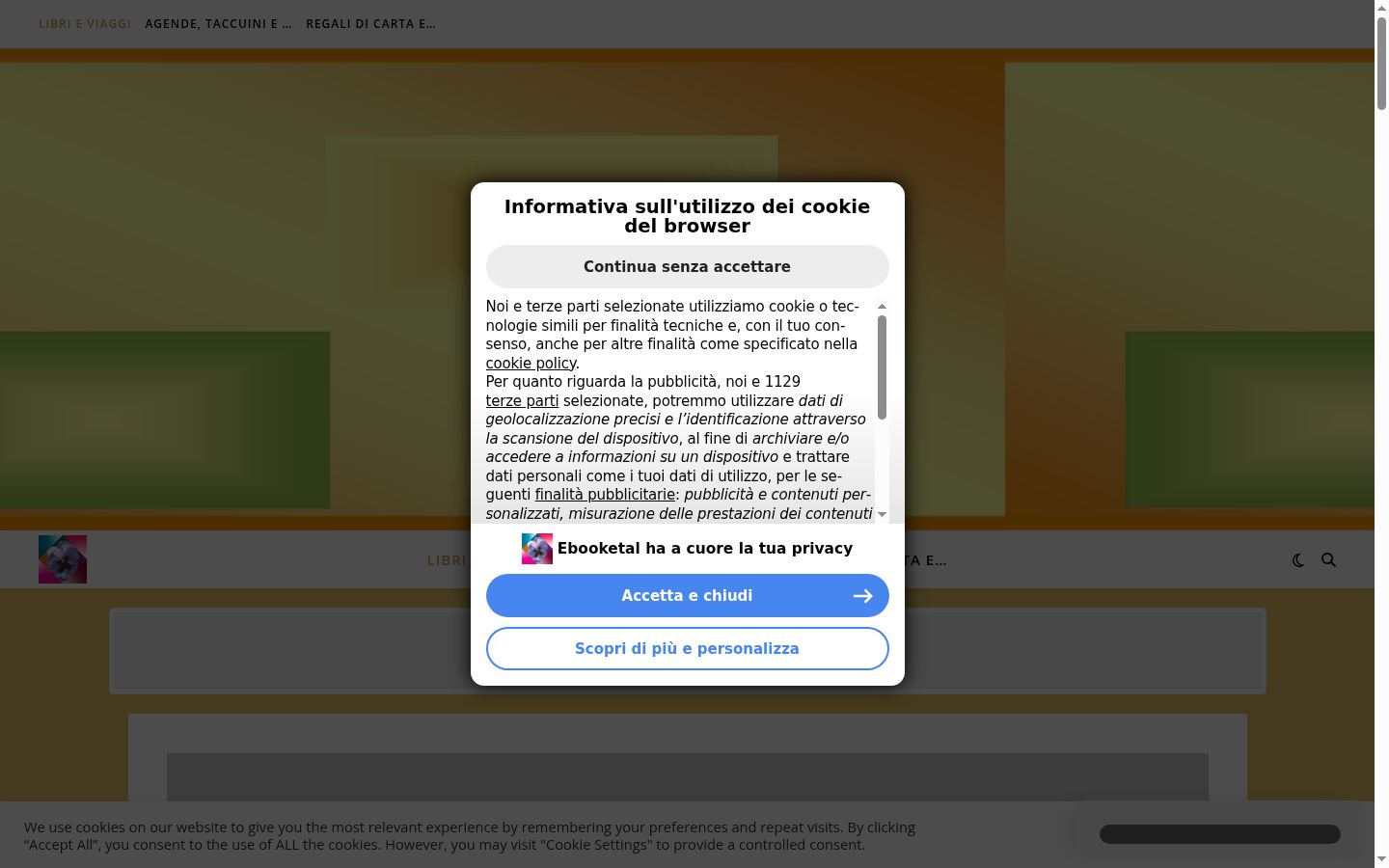 Screenshot des Einwilligungsbanners vor jeglicher Interaktion