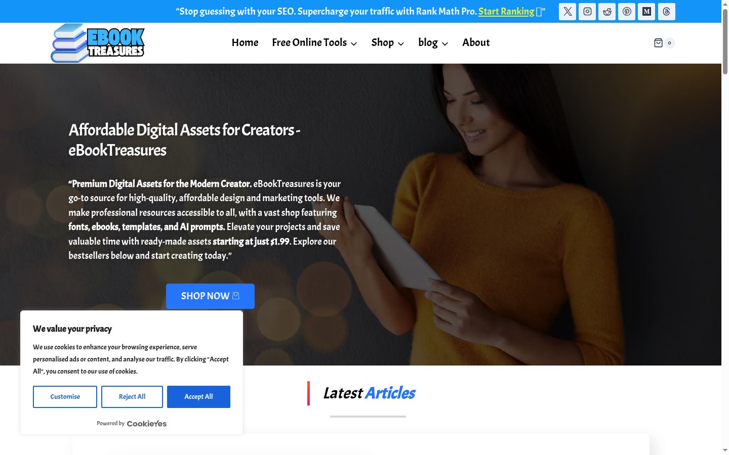 Screenshot del banner di consenso mostrato prima di qualsiasi interazione
