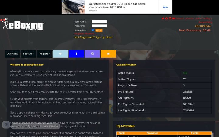 Screenshot of eboxingpromoter.com
